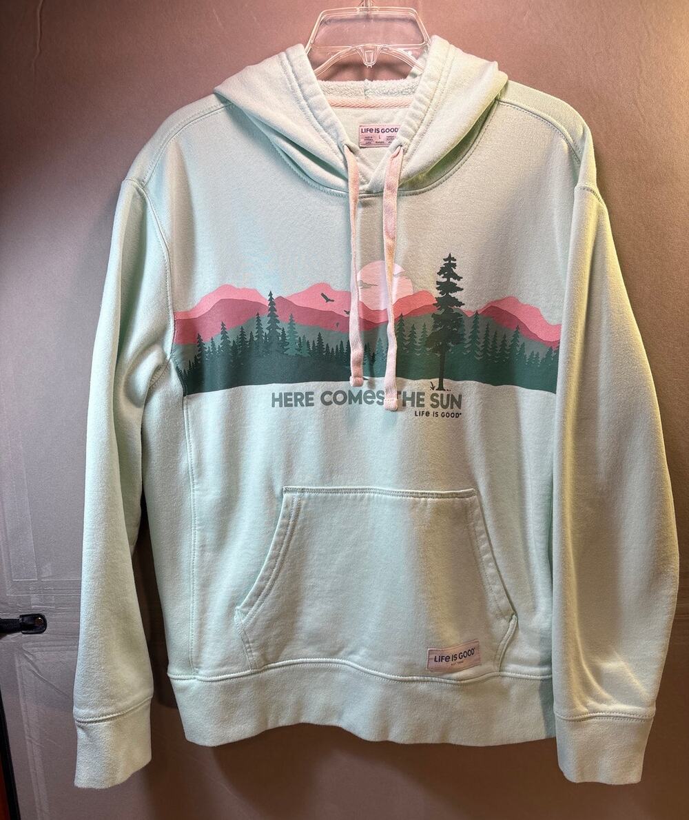 Life is Good "Here Comes the Sun" Hoodie Mint Green Size Women's Large